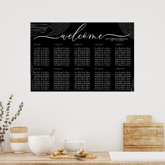 Schwarz Modernes Welcome Geometric Einfache Sitzge Poster (Küche)