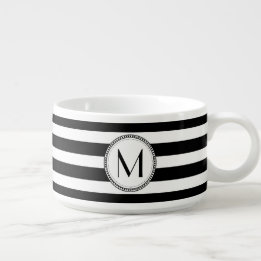 Schwarz | Monogramm des weißen Streifenmusters Schüssel