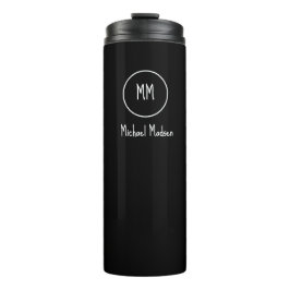 Schwarz, Monogramm, Name Thermal Tumbler Thermosbecher