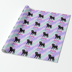 SCHWARZ" MOPS PRINCESS" GESCHENKPAPIER