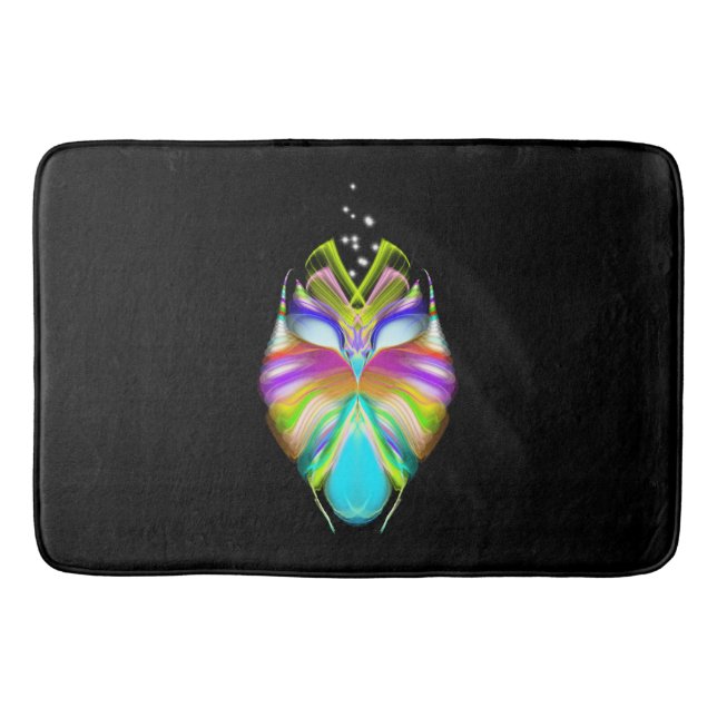 Schwarz-Multicolor-Owl Badematte (Vorderseite)