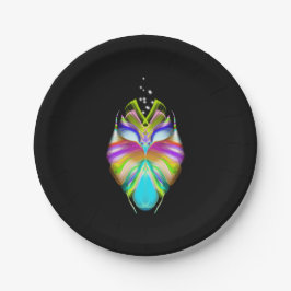 Schwarz-Multicolor-Owl Pappteller