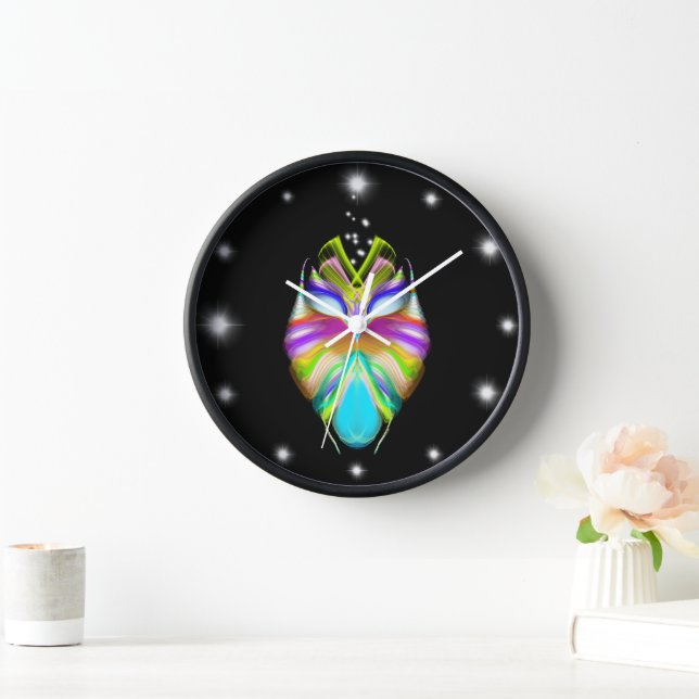 Schwarz-Multicolor-Owl Uhr (Zuhause)