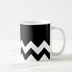 Schwarz-Muster-Auf-Schwarz-u.-Weiß-Zickzack Kaffeetasse