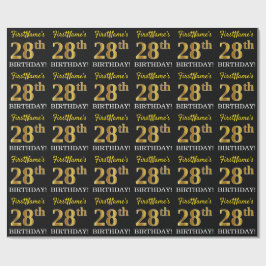 Schwarz, Nachahmung Gold "28. BIRTHDAY" Geschenkpapier