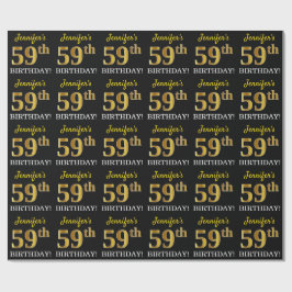 Schwarz, Nachahmung Gold "59. BIRTHDAY" Geschenkpapier
