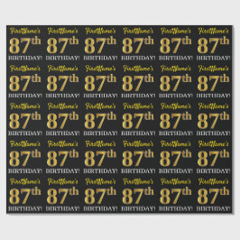 Schwarz, Nachahmung Gold "87. BIRTHDAY" Geschenkpapier