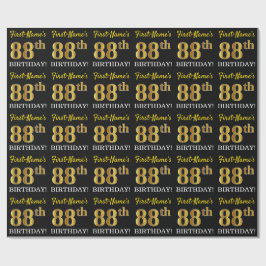 Schwarz, Nachahmung Gold "88. BIRTHDAY" Geschenkpapier