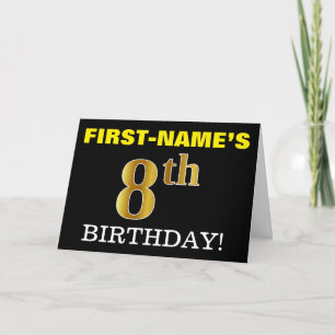 Schwarz, Nachahmung Gold "8. BIRTHDAY" Karte