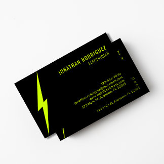 Schwarz-Neon-Gelb-Licht-Custom-Elektro Visitenkarte