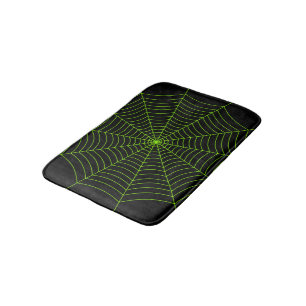 Schwarz-Neon-Grün-Spinnennetz Halloween-Muster Badematte
