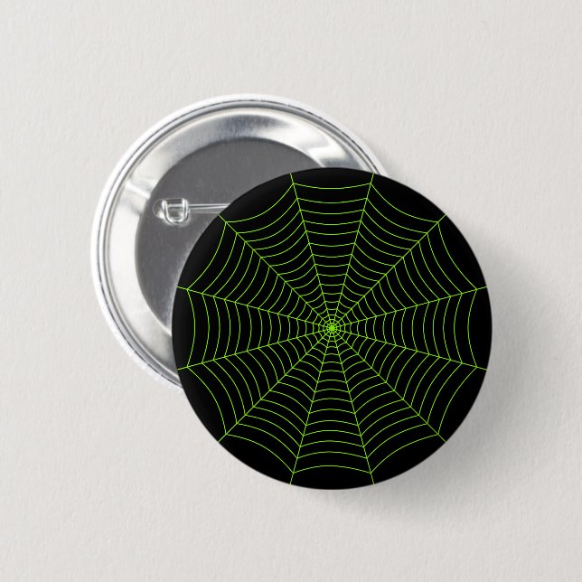 Schwarz-Neon-Grün-Spinnennetz Halloween-Muster Button (Vorne & Hinten)