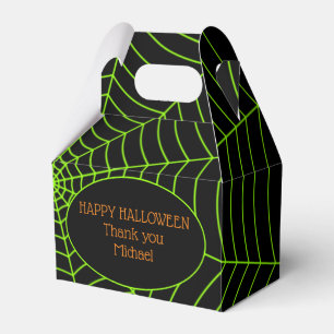 Schwarz-Neon-Grün-Spinnennetz Halloween-Muster Geschenkschachtel