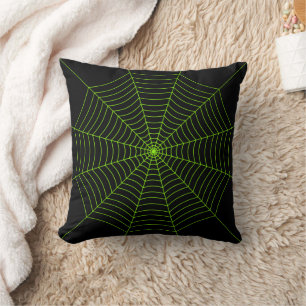 Schwarz-Neon-Grün-Spinnennetz Halloween-Muster Kissen
