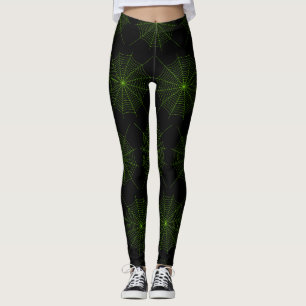 Schwarz-Neon-Grün-Spinnennetz Halloween-Muster Leggings