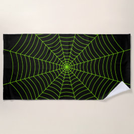 Schwarz-Neon-Grün-Spinnennetz Halloween-Muster Strandtuch