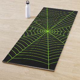 Schwarz-Neon-Grün-Spinnennetz Halloween-Muster Yogamatte
