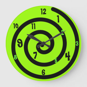 Schwarz-Neon-grüne Spiralwand-Uhr Große Wanduhr