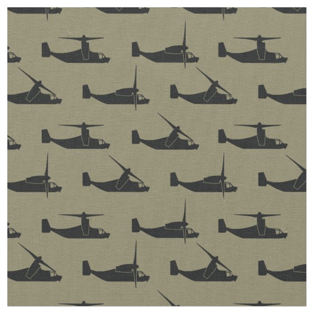 Schwarz Olive Green V-22 Osprey Side View Muster Stoff (Nahaufnahme)