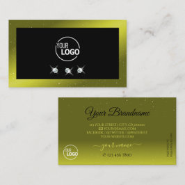 Schwarz-Olive-Grün-Gelb-Zierschmuck-Logo hinzufüge Visitenkarte