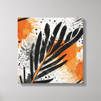 Schwarz Orange Abstrakte Feder Wasserfarbene Wand 