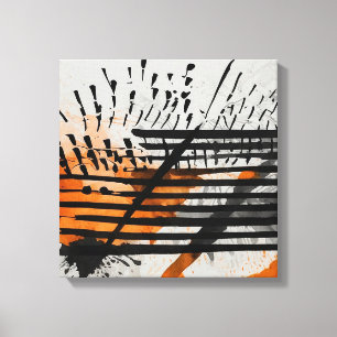 Schwarz Orange Abstrakte Watercolor Wand Kunst