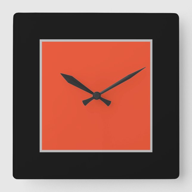 Schwarz/Orange-Acrylwand Quadratische Wanduhr (Vorderseite)