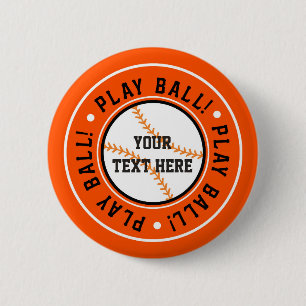 Schwarz Orange BASEBALL SPIEL BALL Party Pin BUTTO Button