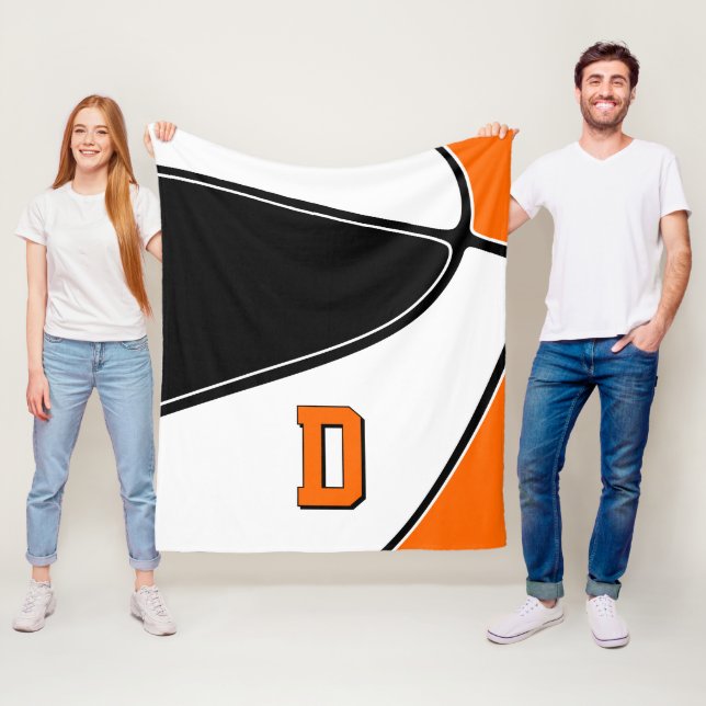 Schwarz-Orange Basketball-Team farbig Jungs Mädche Fleecedecke (Beispiel)