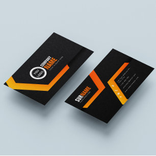 Schwarz Orange Elegante Moderne Visitenkarte