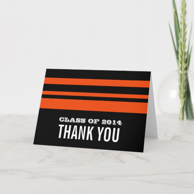 Schwarz/Orange fette Streifen Grad Danke Karte (Vorderseite)