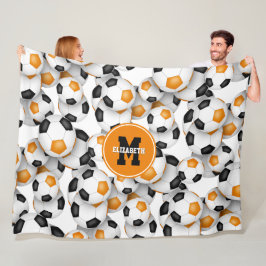 Schwarz-Orange-Fußball-Team Farben Kinderspielraum Fleecedecke