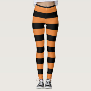 Schwarz-orange gestreifte Halloween-Festivität Leggings