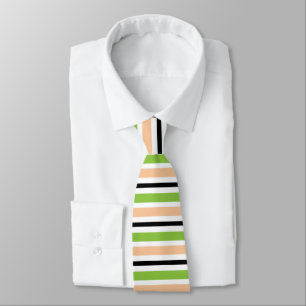 Schwarz Orange Green Halloween Streifenmuster Krawatte