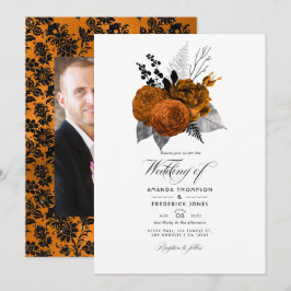 Schwarz-Orange Halloween-Foto Einladung