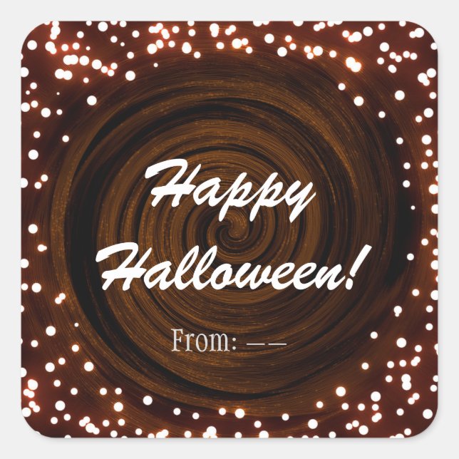 Schwarz-Orange Halloween-Gastgeschenk Quadratischer Aufkleber (Vorderseite)