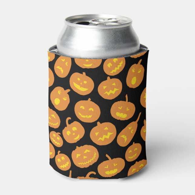 Schwarz-Orange Halloween-Kürbismuster Dosenkühler (Kanne Vorderseite)