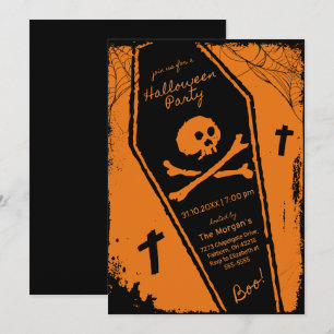 Schwarz-Orange-Halloween-Party Einladung
