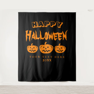 Schwarz-Orange-Halloween-Party Foto Hintergrund Wandteppich