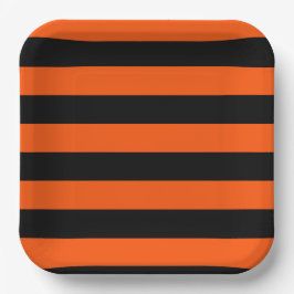 Schwarz-Orange-Halloween-Streifen Pappteller