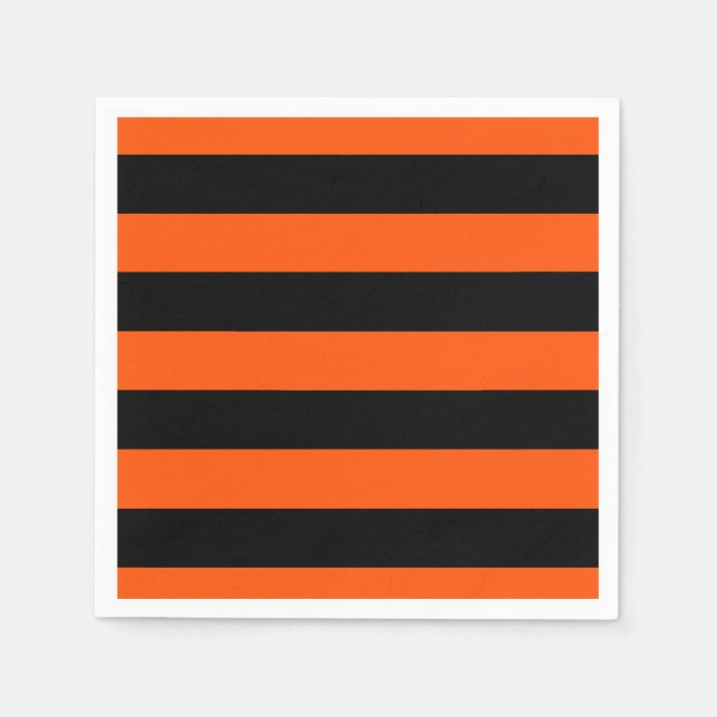Schwarz-Orange-Halloween-Streifen Serviette (Vorderseite)
