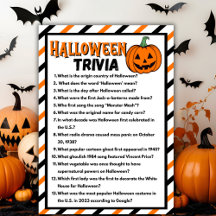 Schwarz/Orange Halloween Trivia Game Card