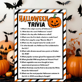 Schwarz/Orange Halloween Trivia Game Card Einladung
