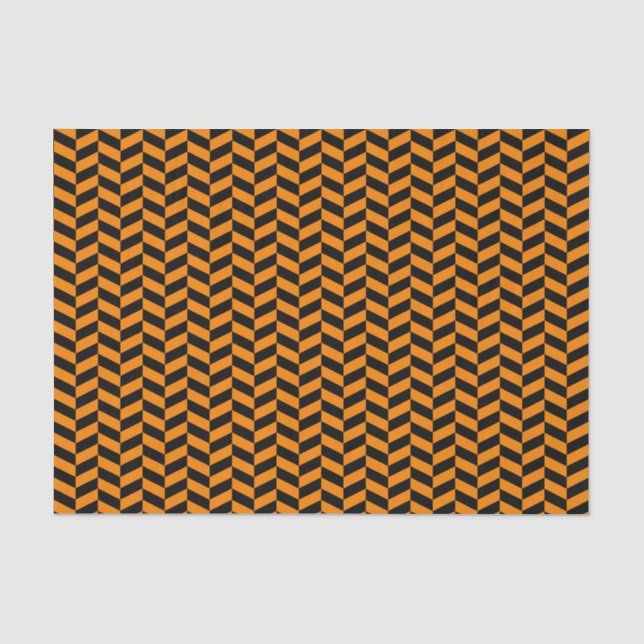 Schwarz-Orange-Herringbone-Gewebe Seidenpapier (Vorderseite)