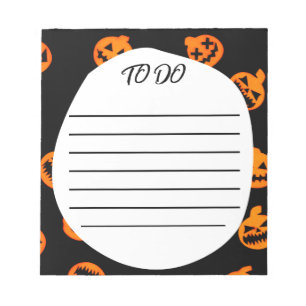 Schwarz Orange Jack O'Lantern To Do list Notepad Notizblock