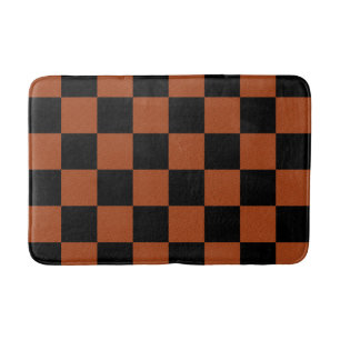 Schwarz-orange karierte Buffalo-Karo Quadrate Badematte