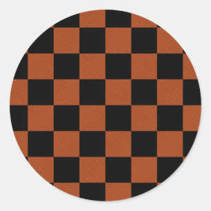 Schwarz-Orange karierte Quadrate Buffalo Plaid Runder Aufkleber