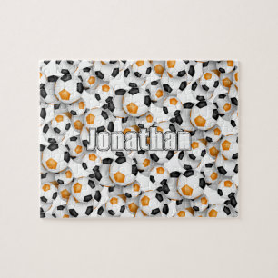 Schwarz-Orange-Mannschaft Farben Jungs Fußball