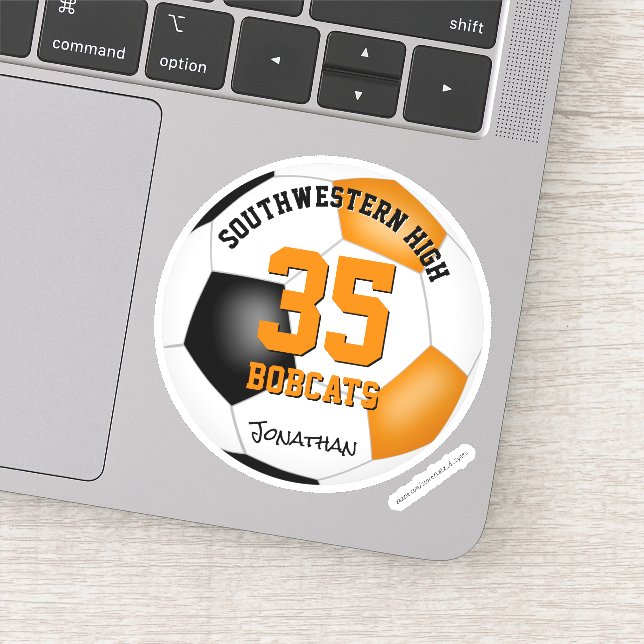 Schwarz-Orange-Mannschaft Farben Jungs Fußball Aufkleber (Detail)