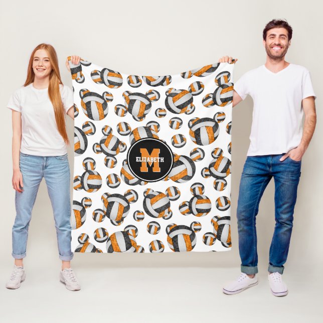 Schwarz-Orange-Mannschaft Farben Mädchen Sport-Vol Fleecedecke (Beispiel)